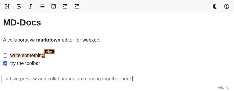 MD-Docs editor with live markdown preview